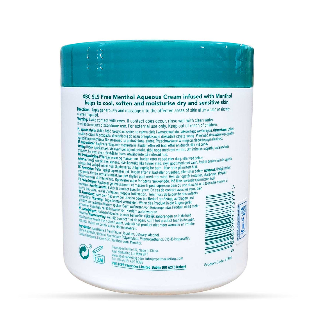 XBC Aqueous Cream Menthol SLS Free Jar 500Ml