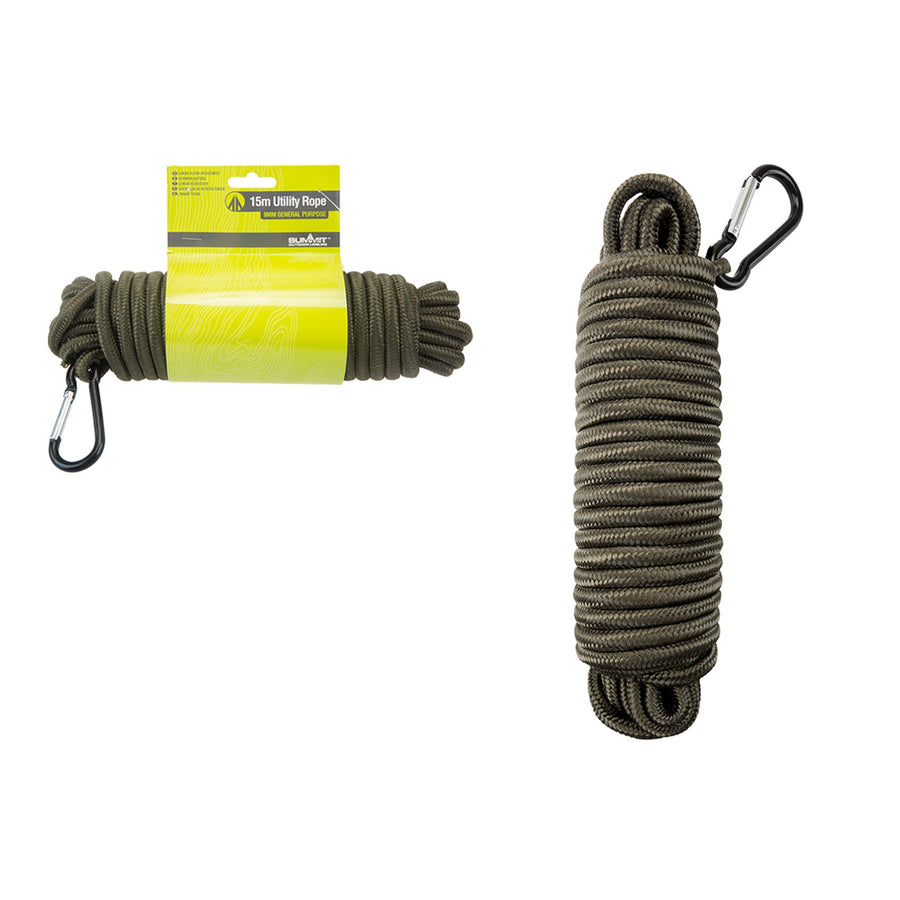 Summit Utility Rope W/Carabine Green 15Mx9Mm
